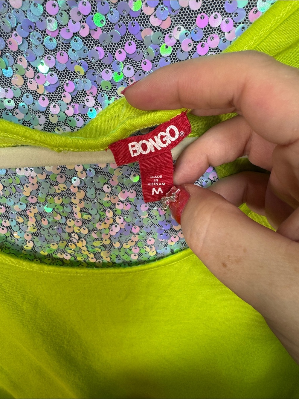 BONGO Neon Lime Stud-Shoulder Sleeveless Tank Top - Low Back - Picture 3 of 7